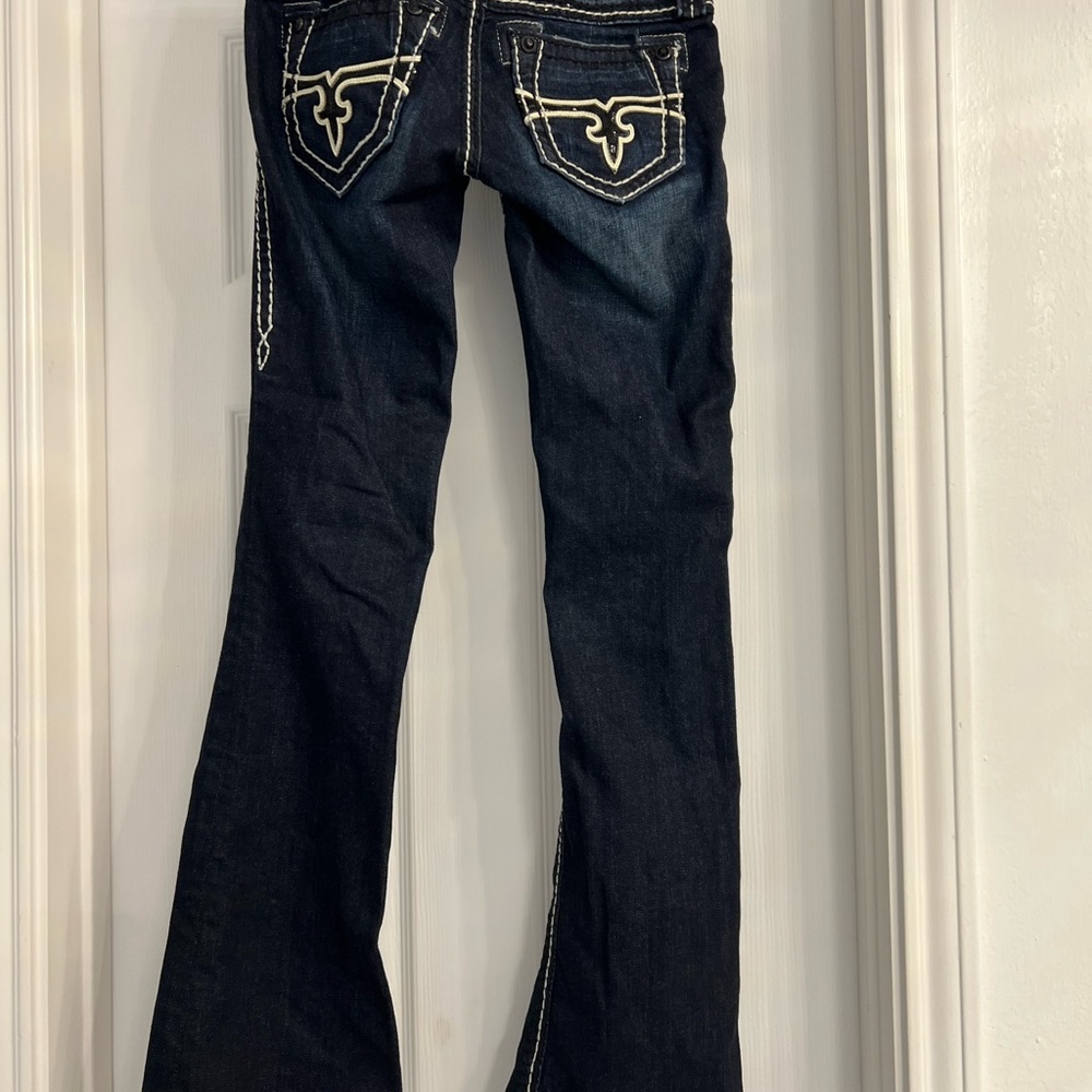 Dark Blue Rock Revival Jean Boot Cut, size 23